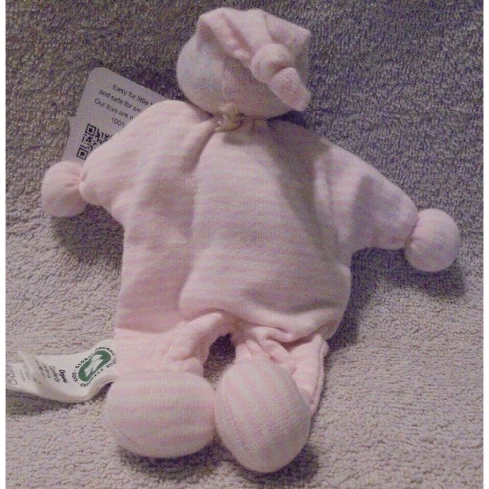 Under the Nile Stuffed Plush 8" Baby Buddy Rag Doll Lovey Soft Organic Pink Dark - Picture 2 of 3